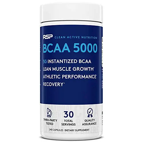 RSP BCAA 5000 (30 Serv), Premium BCAA Capsules for Post Workout Muscle Recovery RSP NUTRITIONAU supplements