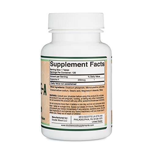 Huperzine A 200mcg (Third Party Tested) Manufactured in The USA, 120 Tablets, Brain Double Wood Supplements Au supplements