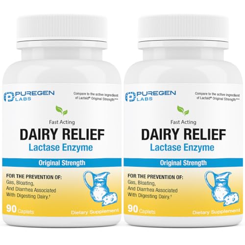 Puregen Labs Dairy Relief Natural Fast Acting Lactase Enzyme 3000 FCC, Lactose Intoleran P Puregen Labs Au supplements