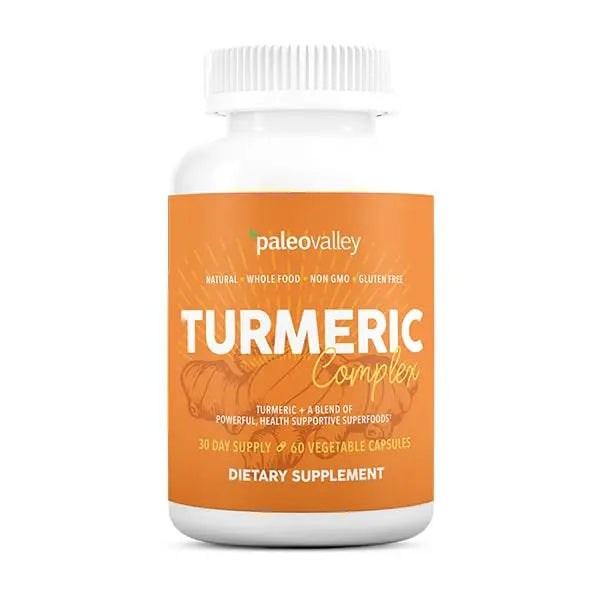 Paleovalley - Organic Turmeric Complex - Full Spectrum Organic Turmeric with Health-Supportive Superfoods - 56 Vegetarian Capsules - Support Joints, Immunity, Brain and Heart Health Paleovalley Au supplements