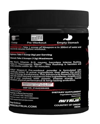 NutriJa Weapon-X Pre-Workout Powder with 21 Active Ingredients - 3 Best forms of Creatine NutriJa Au supplements