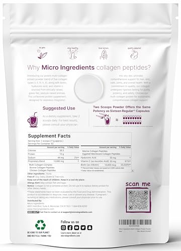 Multi Collagen Protein Powder, 2 Pounds – Type I,II,III,V,X with Biotin 10000mcg Micro Ingredients Au supplements