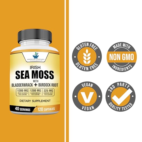 American Standard Supplements Irish Sea Moss 1200mg, Bladderwrack 1200mg American Standard Supplements Au supplements