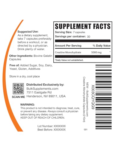 BULKSUPPLEMENTS.COM Creatine Monohydrate Capsules - Micronized Creatine Monohy BULKSUPPLEMENTS.COM Au supplements