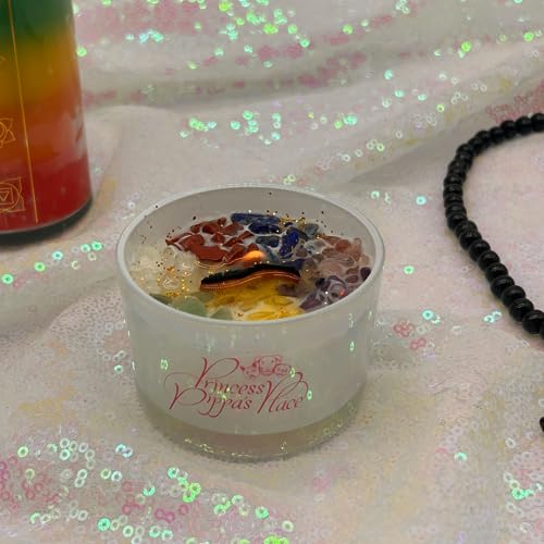 Princess Pippa's Place Healing Candles with Crystals Inside- Natural Soy Wax 7 Stones Crystal Candle Jar Msupps.com Au supplements