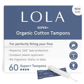 LOLA Organic Cotton Tampons, 60 Count - Super Plus Tampons, Period Feminine Hygiene Products LOLA Au supplements