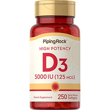 Piping Rock Vitamin D3 5000 IU | 250 Softgels | High Potency Supplement | Non-GMO Piping Rock Au supplements