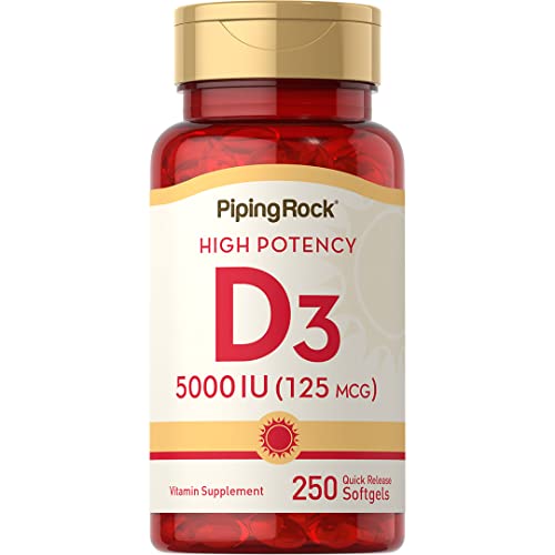 Piping Rock Vitamin D3 5000 IU | 250 Softgels | High Potency Supplement | Non-GMO Piping Rock Au supplements