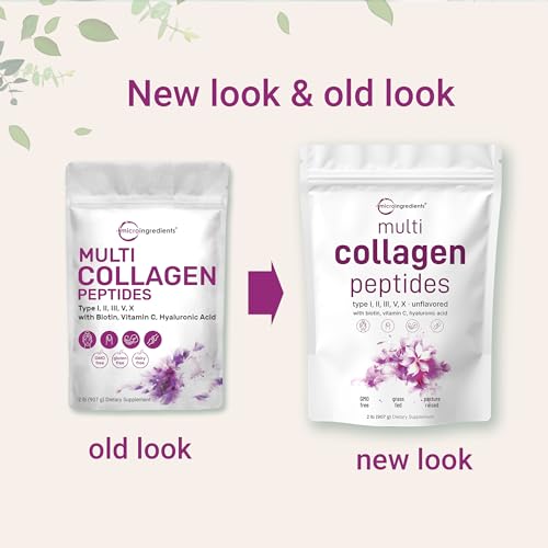 Multi Collagen Protein Powder, 2 Pounds – Type I,II,III,V,X with Biotin 10000mcg Micro Ingredients Au supplements
