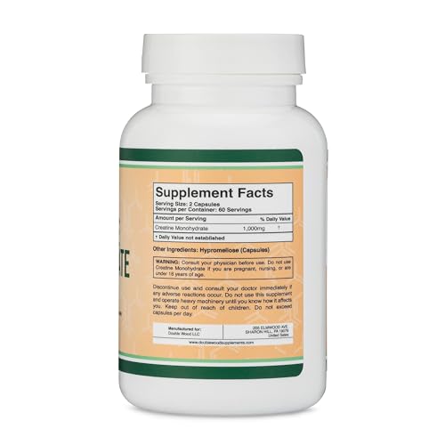 Creatine Pills 1,000mg Per Serving (120 Creatine Capsules) Micronized Creatine Double Wood Supplements Au supplements