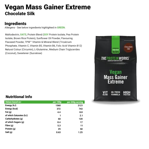 Protein Works - Vegan Mass Gainer Extreme | High Calorie Protein Powder | Weight Gainer Protein Works Au supplements