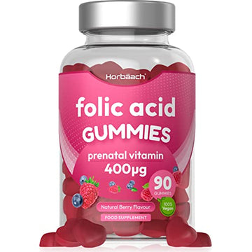 Folic Acid Gummies 400 mcg | 90 Count | Natural Berry Flavour | High Strength Prenatal Horbäach Au supplements