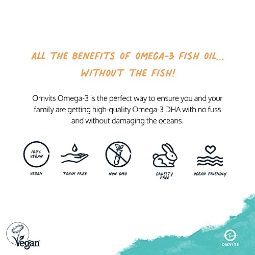 Omvits Vegan Omega 3 DHA from Algae Oil 1000mg - 60 Softgel Capsules with Vitamin E Omvits Au supplements