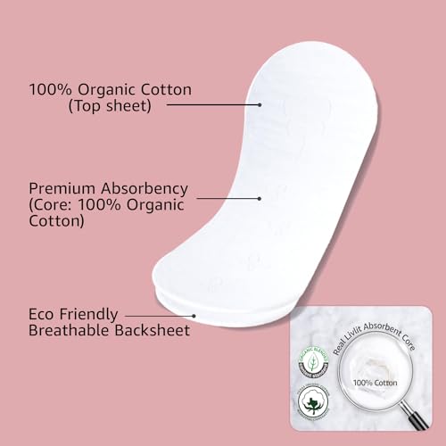 Livlit Ultra Thin Panty Liners Sanitary Pads, 100% Certified Organic Cotton from Texas, Light Absorbency LIVLIT Au supplements