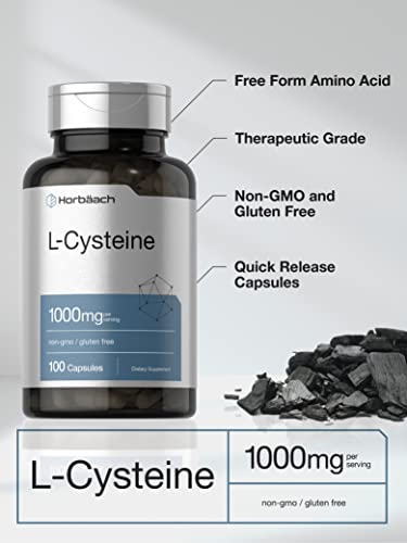 L-Cysteine 1000mg | 100 Powder Capsules | Non-GMO, Gluten Free Supplement Horbäach Au supplements