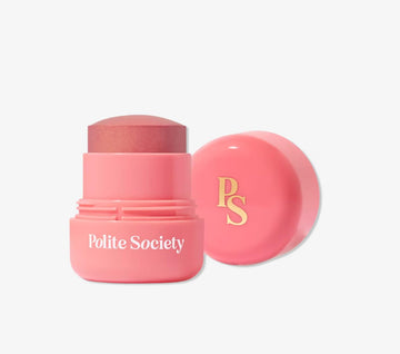 Polite Society Polite Pops Powder Blush Stick, Hybrid Cream to Powder Formula, Buildable Color with Coastal Plant and Vitamin E, Malibu shimmering golden peach Aus Healthcare Au supplements