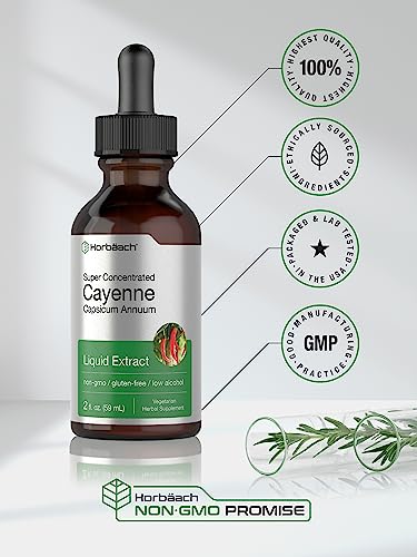 Cayenne Pepper Liquid Extract | 2 fl oz | Vegetarian, Non-GMO, Gluten Free Supplement Horbäach Au supplements