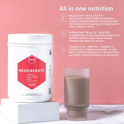 MEND Regenerate, Post Workout Recovery, Immune Support, and Sports Nutrition Supplement for Men and Women - Natural, Gluten Free, and Non-GMO - Cocoa Protein Powder, 20 Servings MEND Au supplements