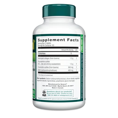 Genacol Optimum – Glucosamine, Chondroitin, MSM & Ultra-Hydrolyzed Collagen, Joint Support Tablets, 180 Count (60-Day Supply) Genacol Au supplements