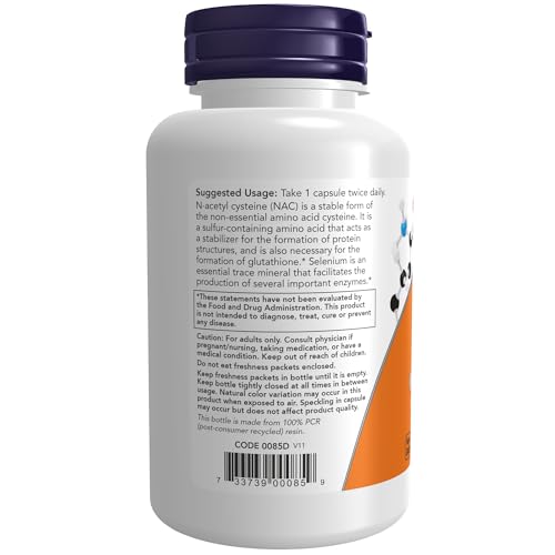NOW Supplements, NAC (N-Acetyl Cysteine) 600 mg with Selenium & Molybdenum NOW Au supplements