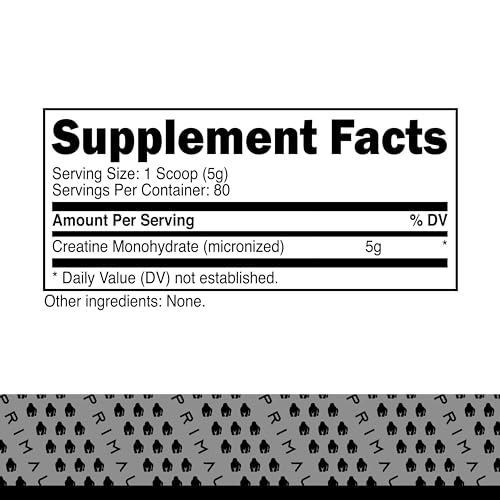 Primal Creatine Monohydrate Powder (400 Grams) | Unflavored Micronized Creatine Primal Au supplements