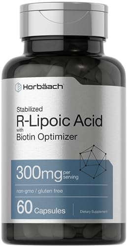 Stabilized R-Lipoic Acid 300mg | 60 Capsules | with Biotin Optimizer | Non-GMO, Gluten Horbäach Au supplements