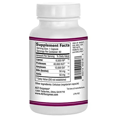 AST Enzymes Lipase-HP Plus – 90 Vegetarian Capsules - Fat Digestion Support – Keto Diet AST Enzymes uk supplements