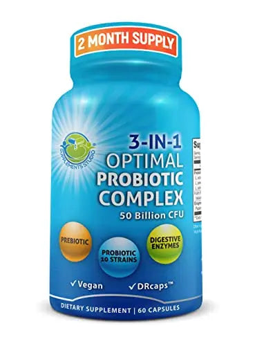 Probiotics with Digestive Enzymes and Prebiotic for Women and Men - 3-In-1 Vegan Probiotic SUPPLEMENTS STUDIOAU supplements