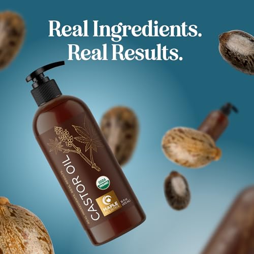 Hexane Free Organic Castor Oil - USDA Organic Castor Oil for Body Detox Hair Growth & Skin Care Maple Holistics Au supplements