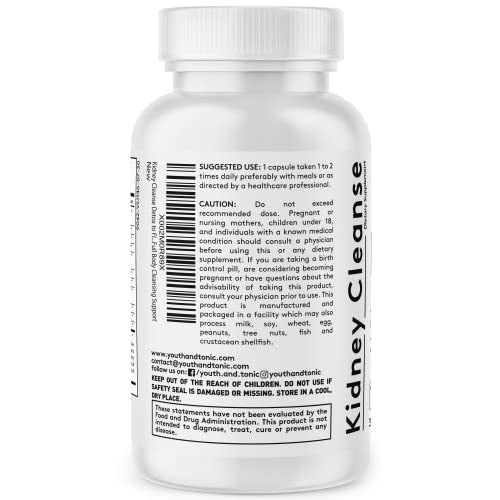 Youth & Tonic Kidney Cleanse Detox for Residual Metabolic Waste & Excess Body Water for Urinary Tract Youth & Tonic Au supplements