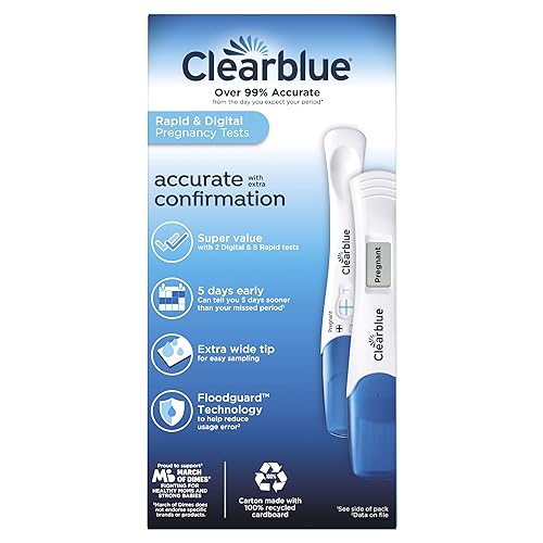 Clearblue Pregnancy Test Combo Pack, 10ct - Digital with Smart Countdown & Rapid Clearblue Au supplements