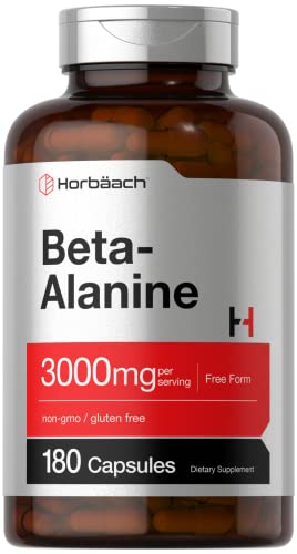 Beta Alanine Capsules | 3000mg | 180 Count | Non-GMO, Gluten Free Supplement Horbäach Au supplements