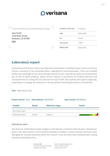 Candida & Helicobacter Test – Lab Testing Kit for Diagnosing Candida and H Pylori in Your Gut – Home Stool Test Verisana Au supplements