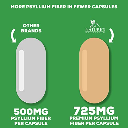 High Absorption Psyllium Husk Capsules 1450mg, Natural Soluble Fiber Supplement Non-GMO Nature's Nutrition Au supplements