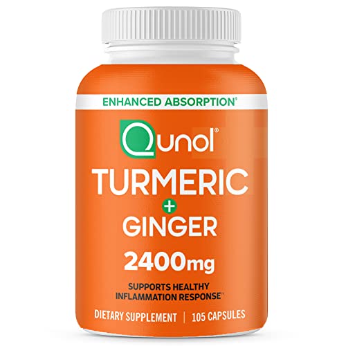 Qunol Turmeric Curcumin with Black Pepper & Ginger, 2400mg Turmeric Extract with 95% Qunol Au supplements