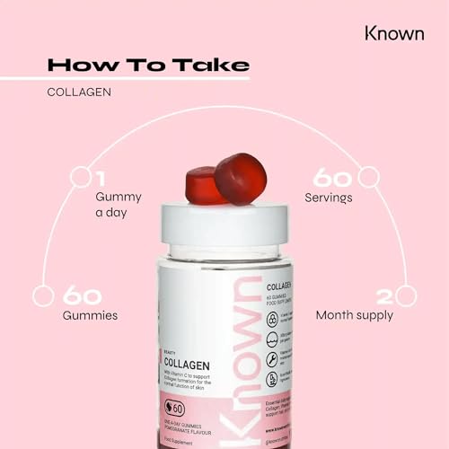 Marine Collagen Gummies by Known Nutrition with Vitamin C | 60 One-a-Day 500mg Hydrolysed Marine Collagen Gummies Known Au supplements