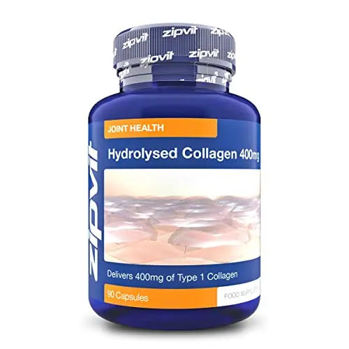 Hydrolysed Collagen with Vitamin C - 90 Capsules of Type 1 Hydrolysed Collagen Powder - 800mg Per Serving Zipvit uk supplements