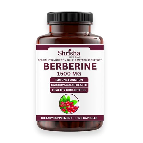 SHRISHA HERBAL Indian Berberine 1500mg - Berberine HCl 500mg Per Capsule - Support SHRISHA HERBAL Au supplements