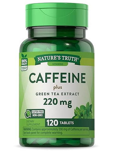 Caffeine Pills | 220mg | 120 Count | with Green Tea Extract | Vegetarian, Non-GMO & Gluten Nature's Truth Au supplements