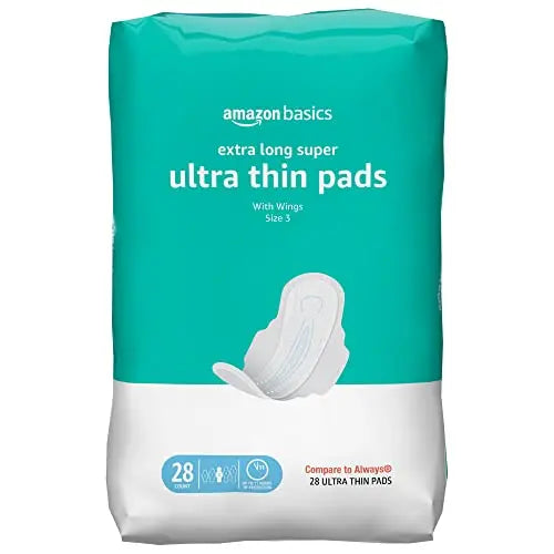 Amazon Basics Ultra Thin Pads with Flexi-Wings for Periods, Extra Long Length, Super Absorbency Amazon BasicsAU supplements