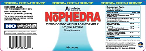 Absolute Nutrition Thermogenic Fat Burners, Nophedra Capsules, 80 Count Bottle Absolute Nutrition Au supplements