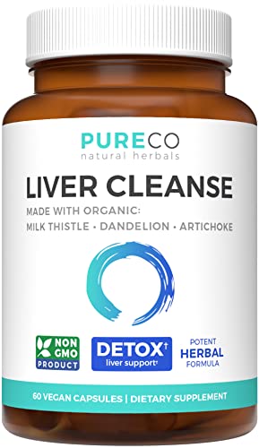 Organic Liver Cleanse Detox & Repair (Vegan, Non-GMO) Milk Thistle Extract (80% Silymarin) PURE CO Au supplements