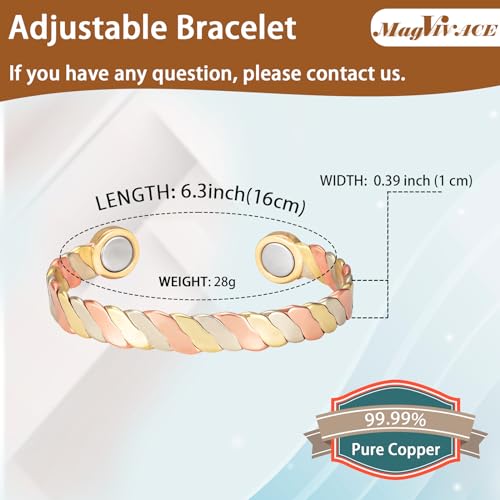 MagVIVACE Women Copper Magnetic Bracelet for Arthritis, Pure Copper Jewelry, Lymph Detox Bracelets MagVIVACE Au supplements
