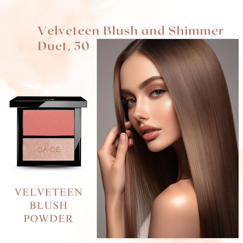 GA-DE Velveteen Blush and Shimmer Duet, 50 - Formulated with Micronized Pearls and Pigments for Sculpting Face and Décolleté - Paraben-Free - 0.26 oz GA-DE Au supplements