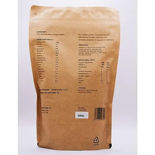 APE Nutrition Collagen Powder Peptides - Type 1 & 3 Bovine Collagen Protein, 100% Grass-Fed & Finished, Ancestral Supplement UK A | P | E uk supplements