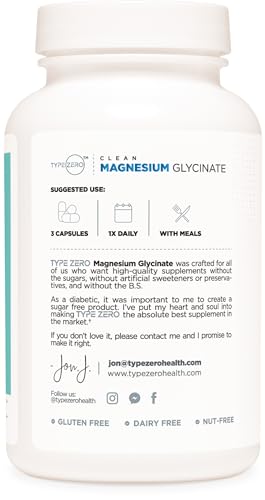 Type Zero Magnesium Glycinate (210mg | 180 Capsules) Pure, Non-GMO, Gluten Free Type Zero Au supplements