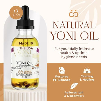 Natural Yoni Oil, Mint Fresh Feminine Care Oil, Reduces Odor, Restores pH Balance, All Natural, Herbal Yoni Quality Seamoss and Yoni OilUS supplements