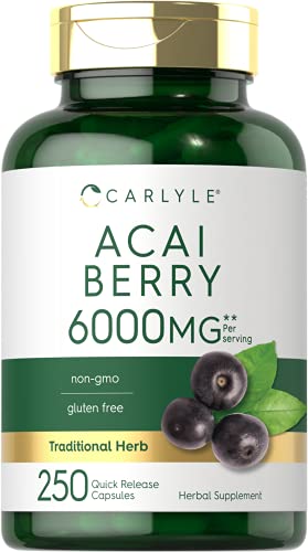 Carlyle Acai Berry Capsules 6000mg | 250 Count | Non-GMO & Gluten Free Acai Berry Carlyle Au supplements