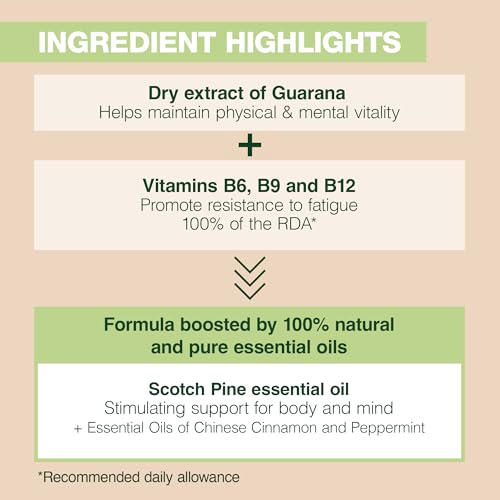 Pranarom - Aromaboost Energy Herbal Supplement - for Physical and Mental Fatigue - Guarana - Vitamins B6 B9 B12 - Pure Scots Pine Essential Oil - 60 Count Pranarom Au supplements