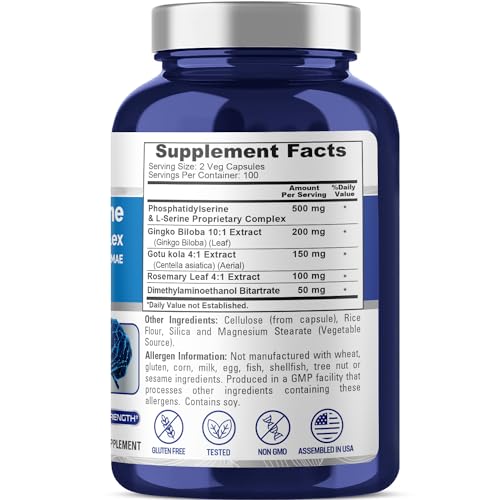 NusaPure Phosphatidylserine Memory Ultimate Complex 1000mg 200 Vegetarian Caps NusaPure Au supplements